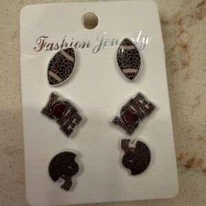 Leopard Print Football Earrings Set